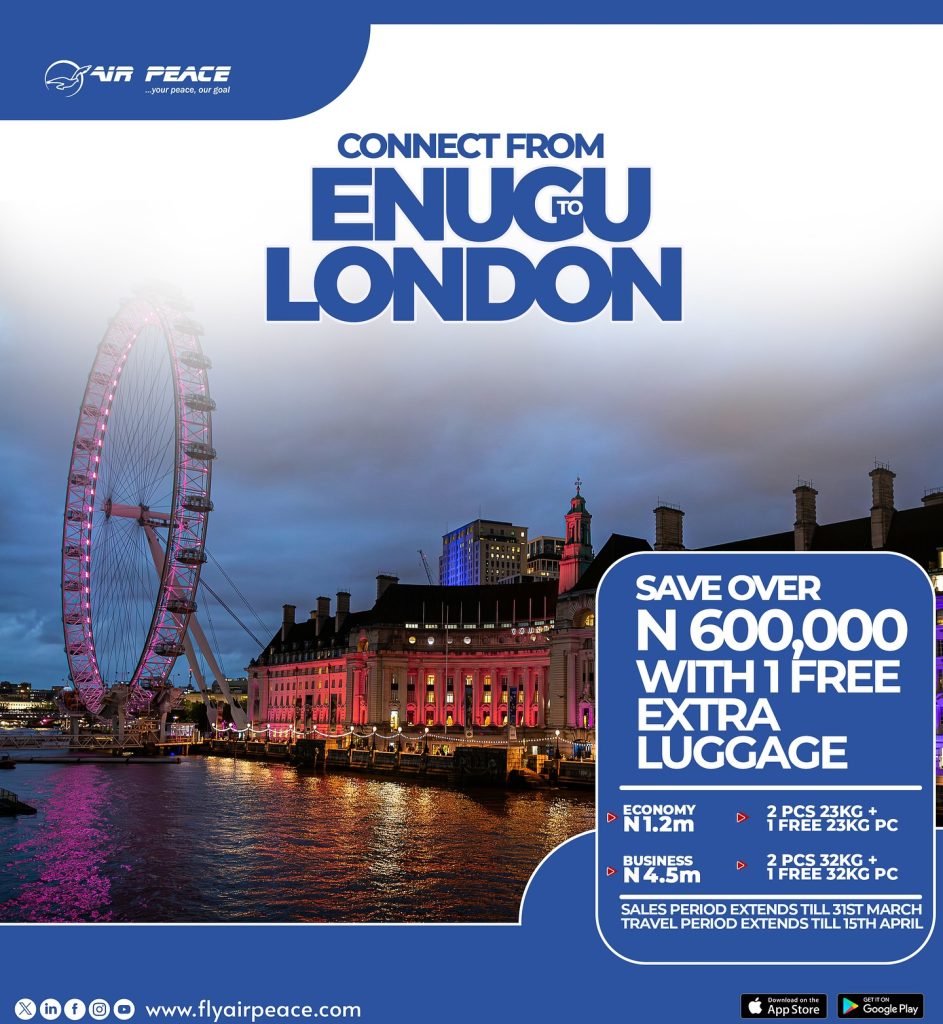 Air Peace Announces Fare Cuts on London-Lagos Route