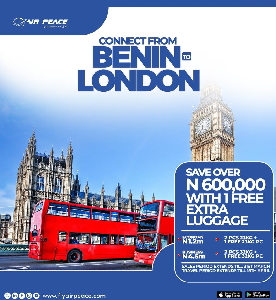 Air Peace Announces Fare Cuts on London-Lagos Route
