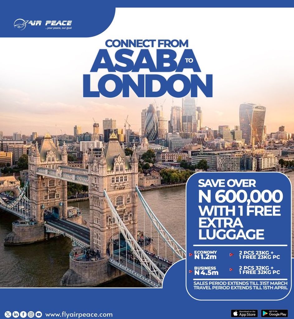 Air Peace Announces Fare Cuts on London-Lagos Route